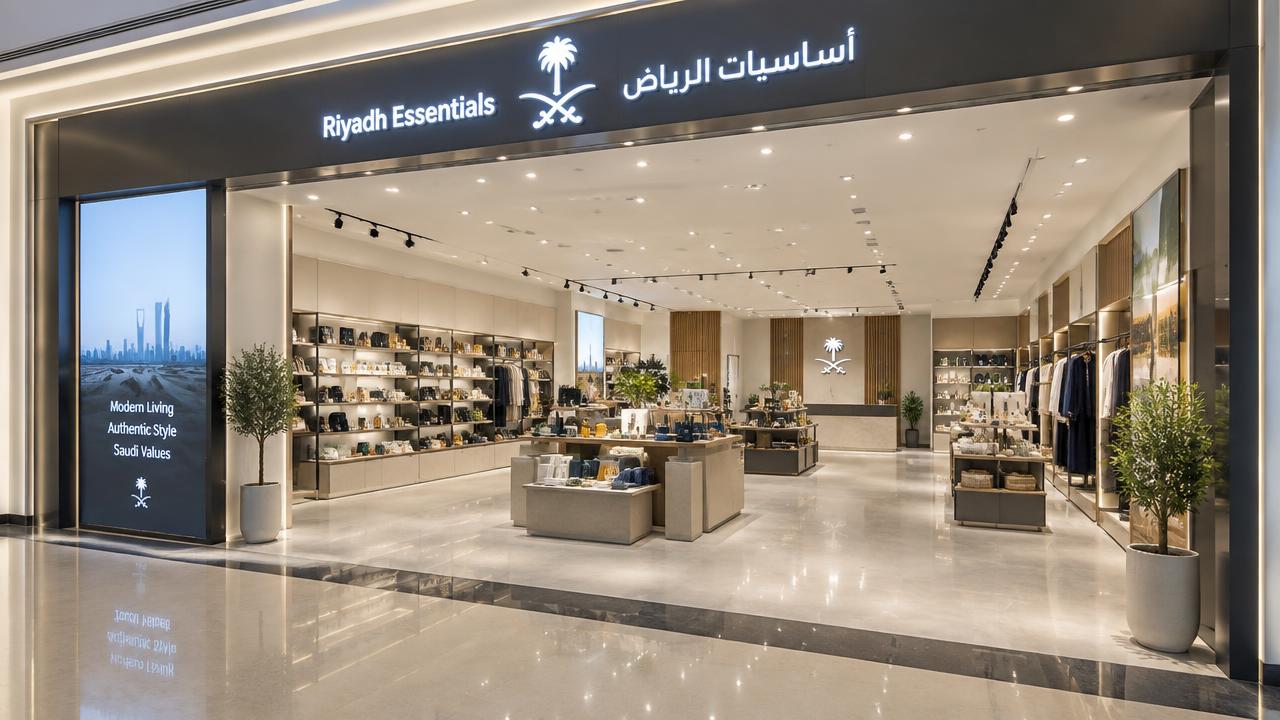 محل تجاري مشطّب حديثًا في الرياض بواجهة مضيئة وأرضيات لامعة