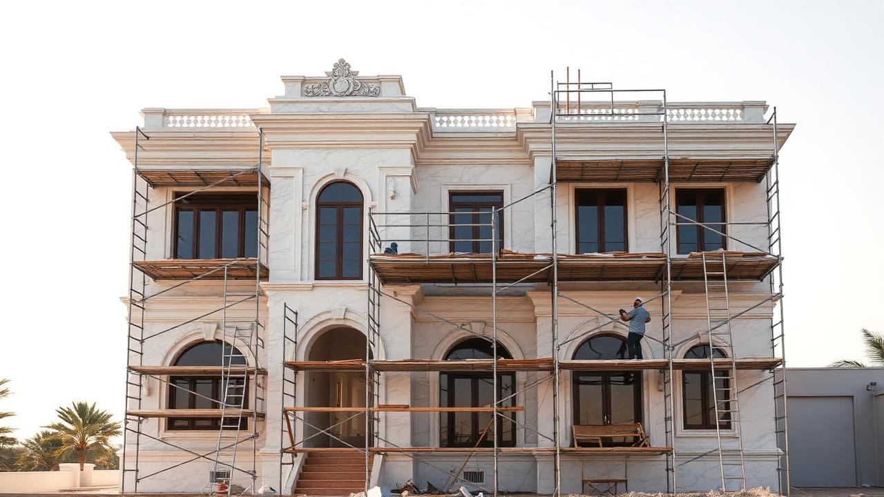 ترميم فيلا في الرياض مع سقالات